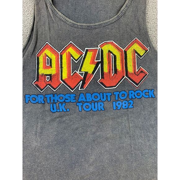 Forever 21 Women Large Gray AC/DC Graphic Fringe Cut-Out Tank Top - Picture 8 of 8